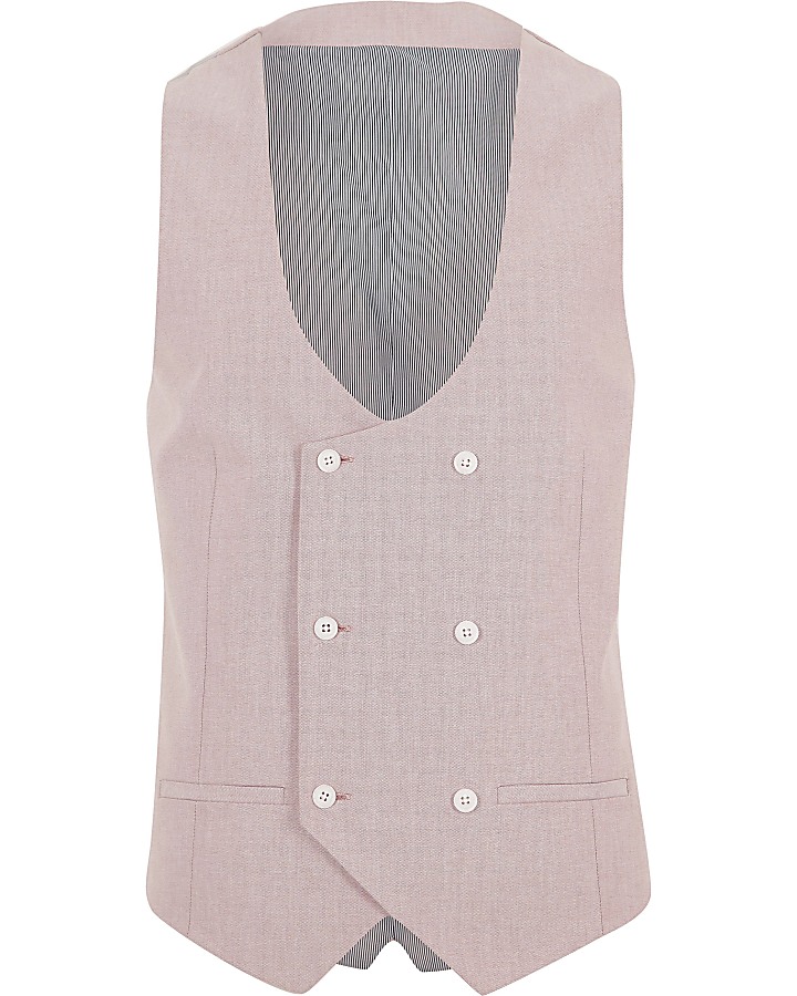 Pink double-breasted Oxford waistcoat