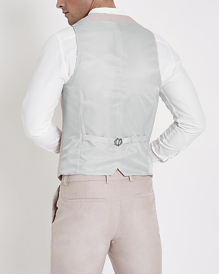 Pink double-breasted Oxford waistcoat