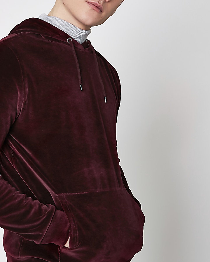 Burgundy velour hoodie