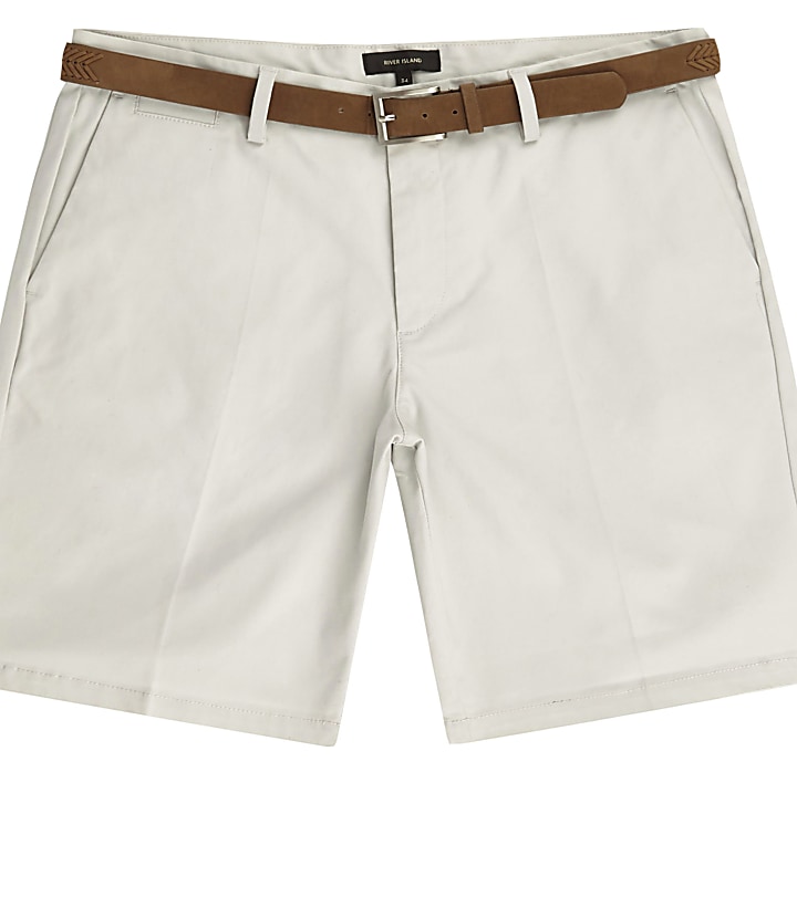 Big and Tall stone belted chino shorts