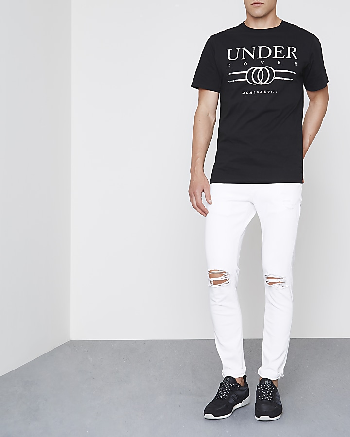 Black 'undercover' print slim fit T-shirt