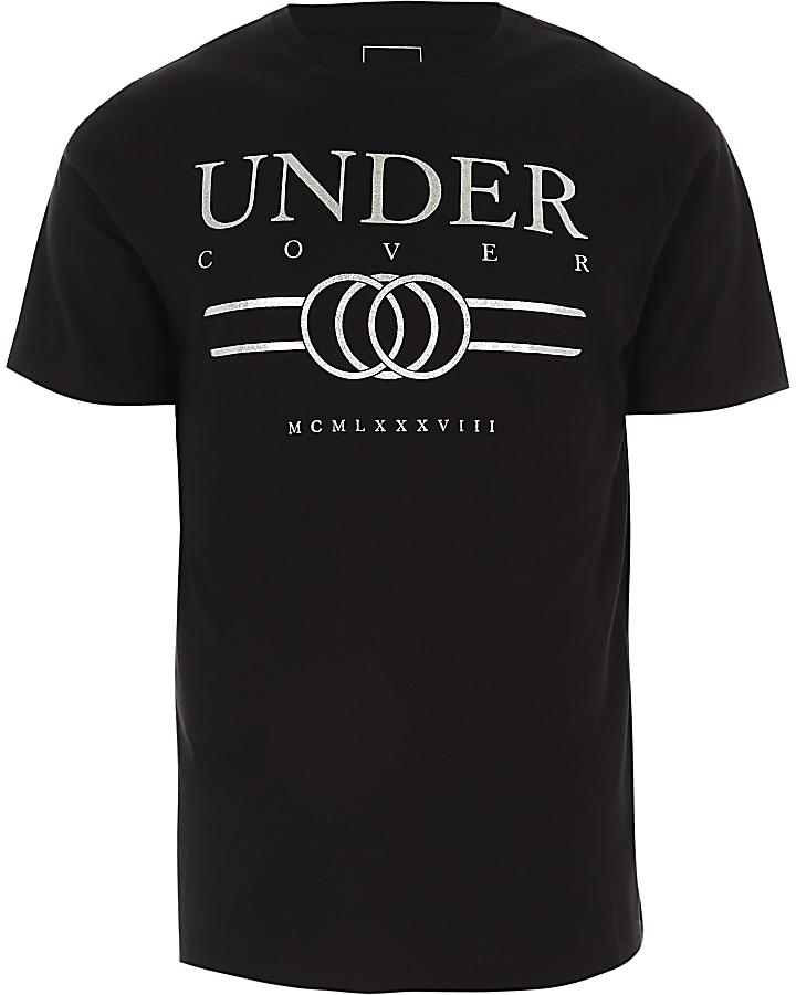 Black 'undercover' print slim fit T-shirt