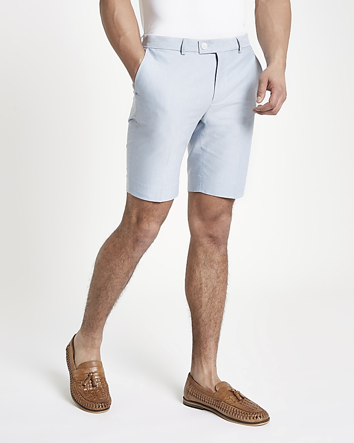 Light blue stripe smart skinny fit  shorts