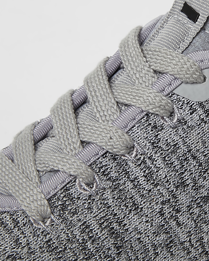 Grey knitted lace-up trainers