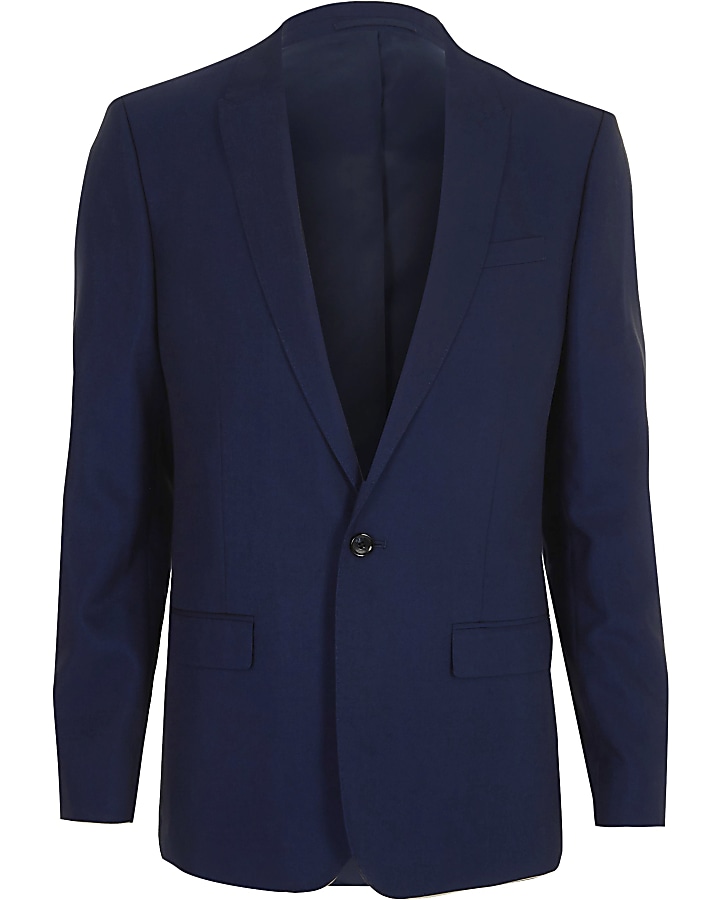 Big and Tall blue slim fit suit jacket
