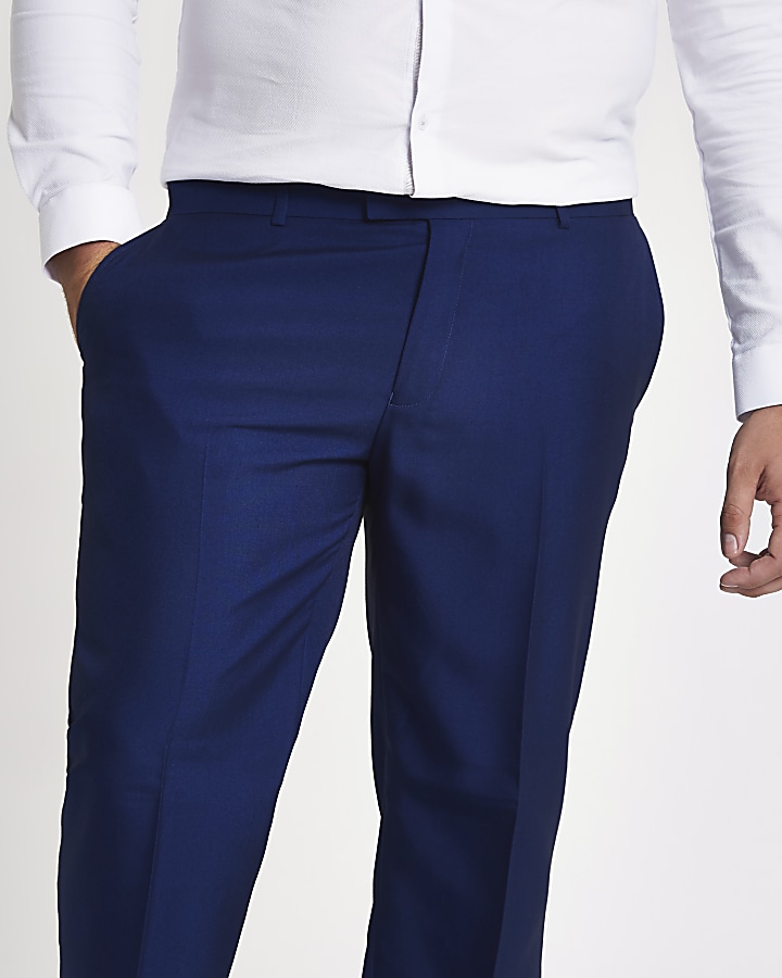 Big and Tall blue slim fit suit trousers