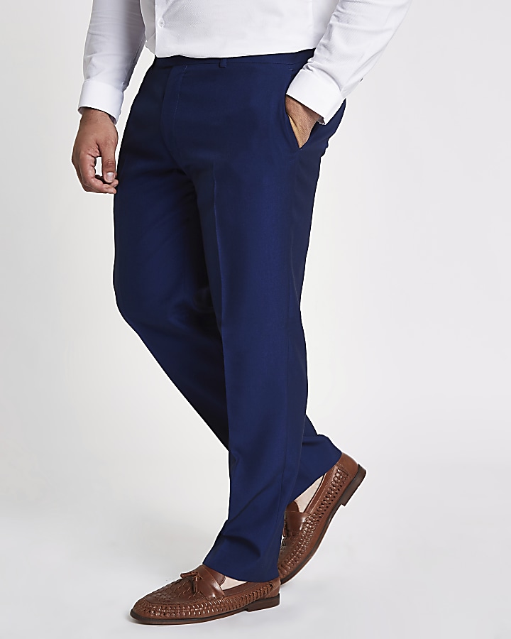 Big and Tall blue slim fit suit trousers