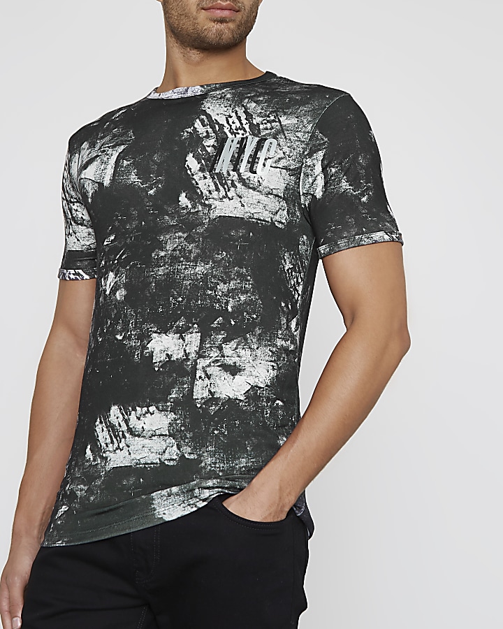 Black mono smudge ‘NYC’ muscle fit T-shirt