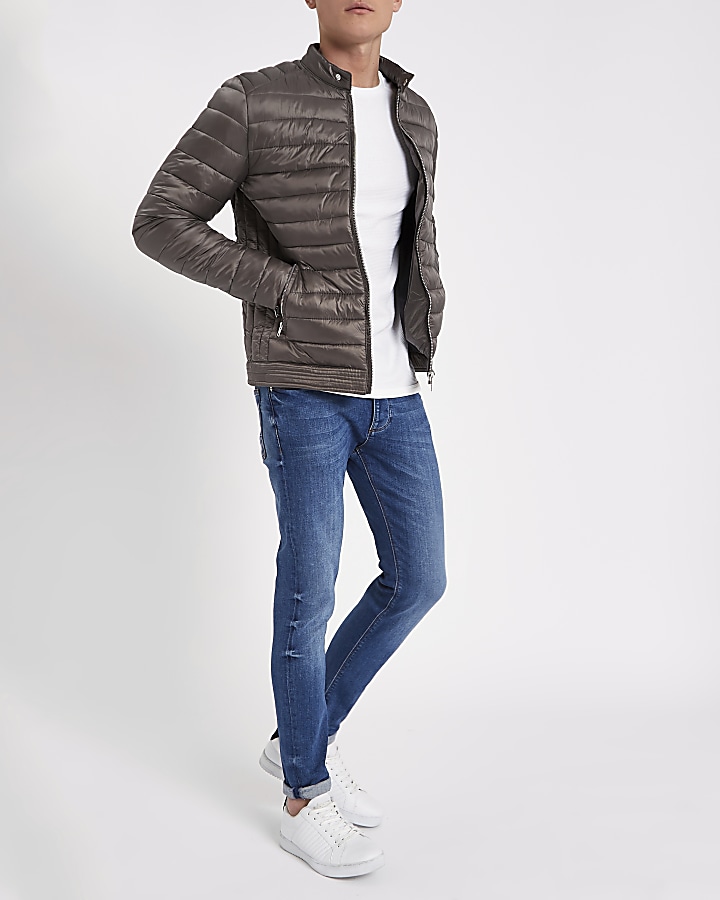 Stone quilted racer neck jacket