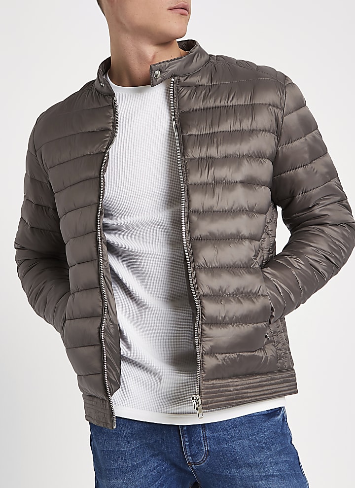 Stone quilted racer neck jacket