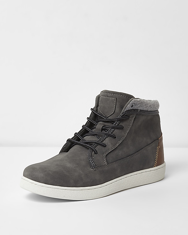 Grey high top trainers