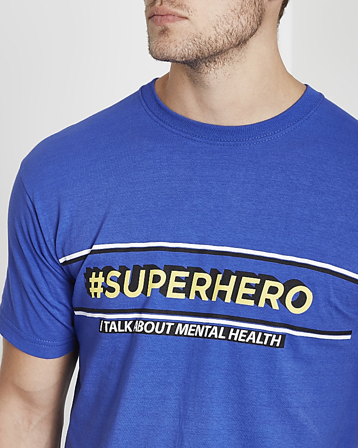 Blue 'superhero' The Mix charity T-shirt
