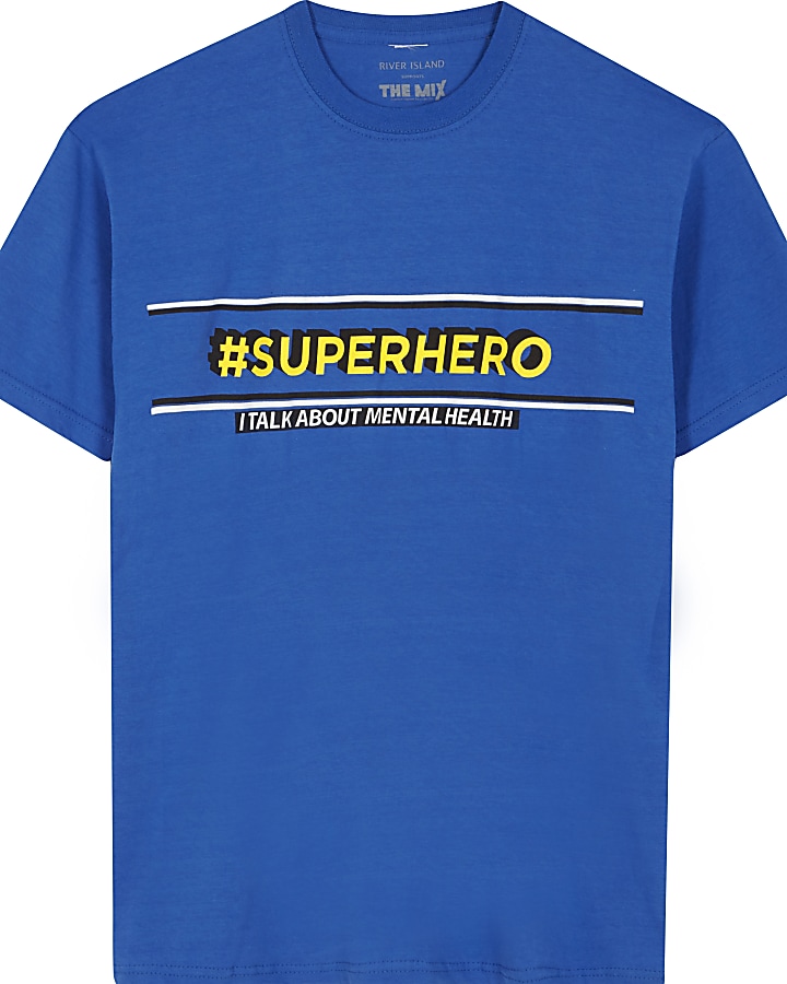 Blue 'superhero' The Mix charity T-shirt