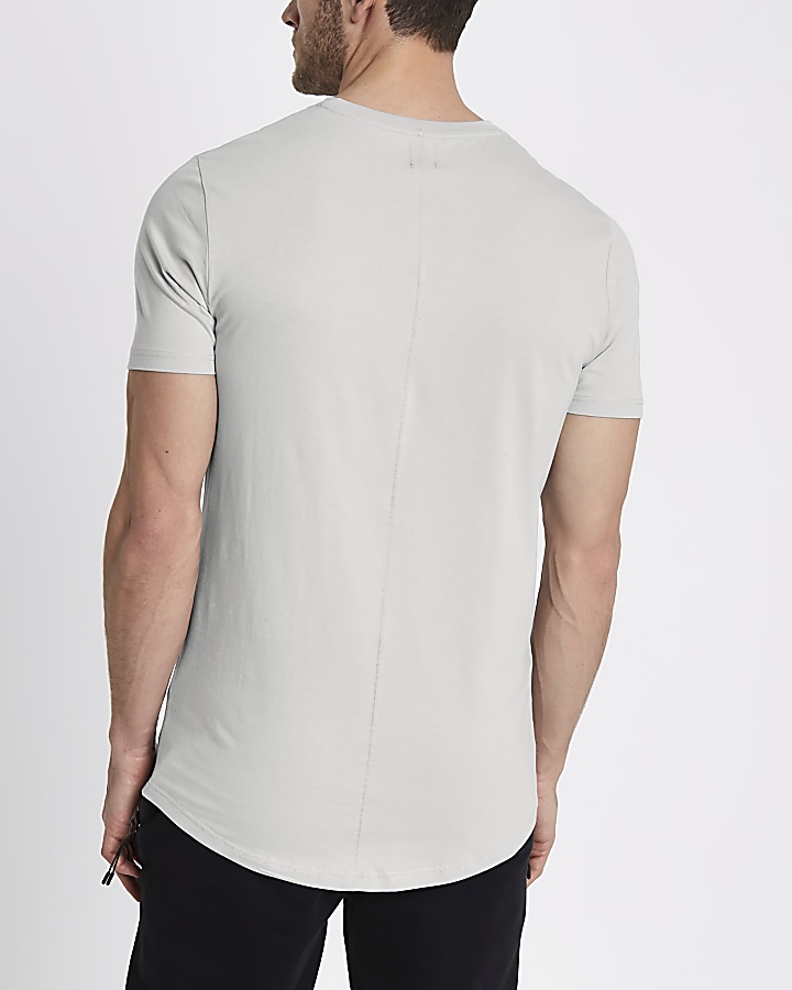 Grey 'notorious' chest print slim fit T-shirt