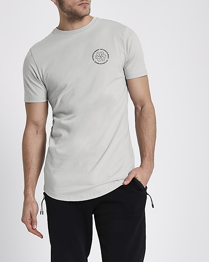 Grey 'notorious' chest print slim fit T-shirt