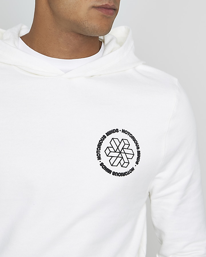 White ‘Notorious Minds’ print hoodie