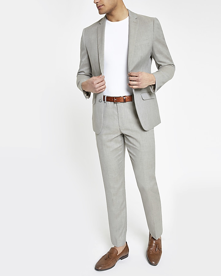 Light grey slim fit suit jacket