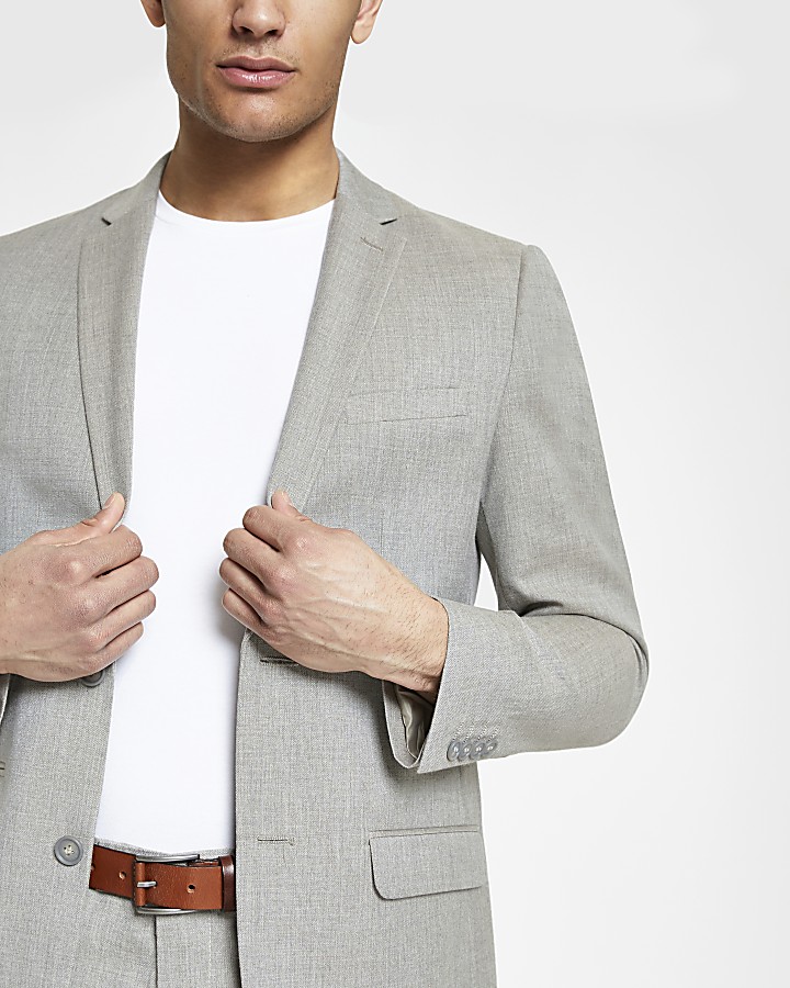 Light grey slim fit suit jacket