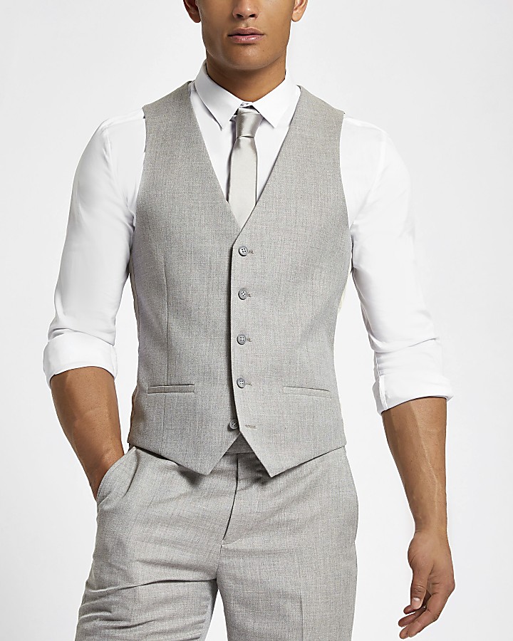 Light grey suit waistcoat