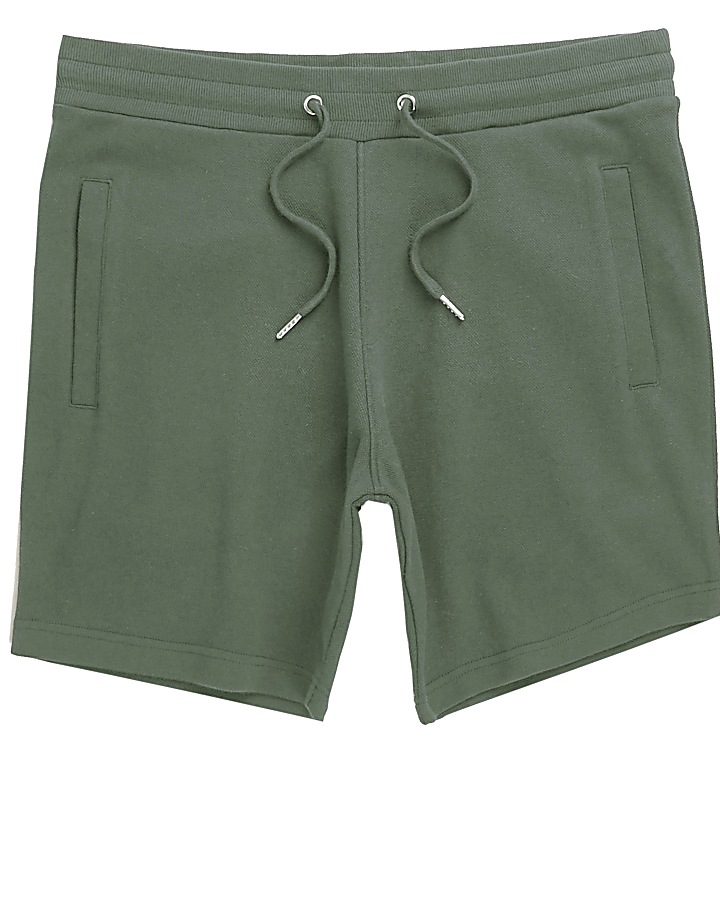 Khaki green twill shorts