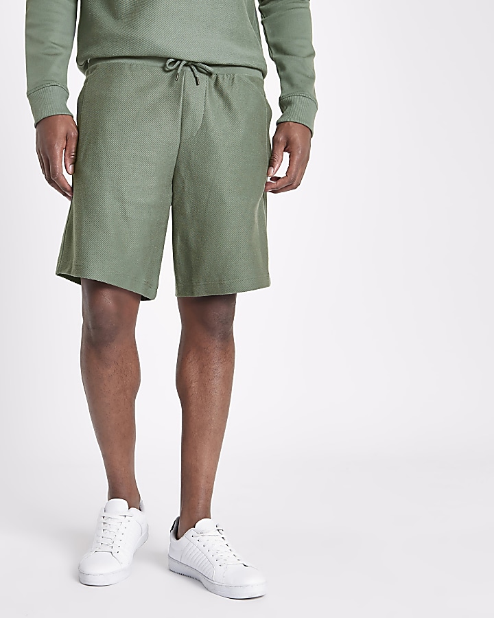 Khaki green twill shorts
