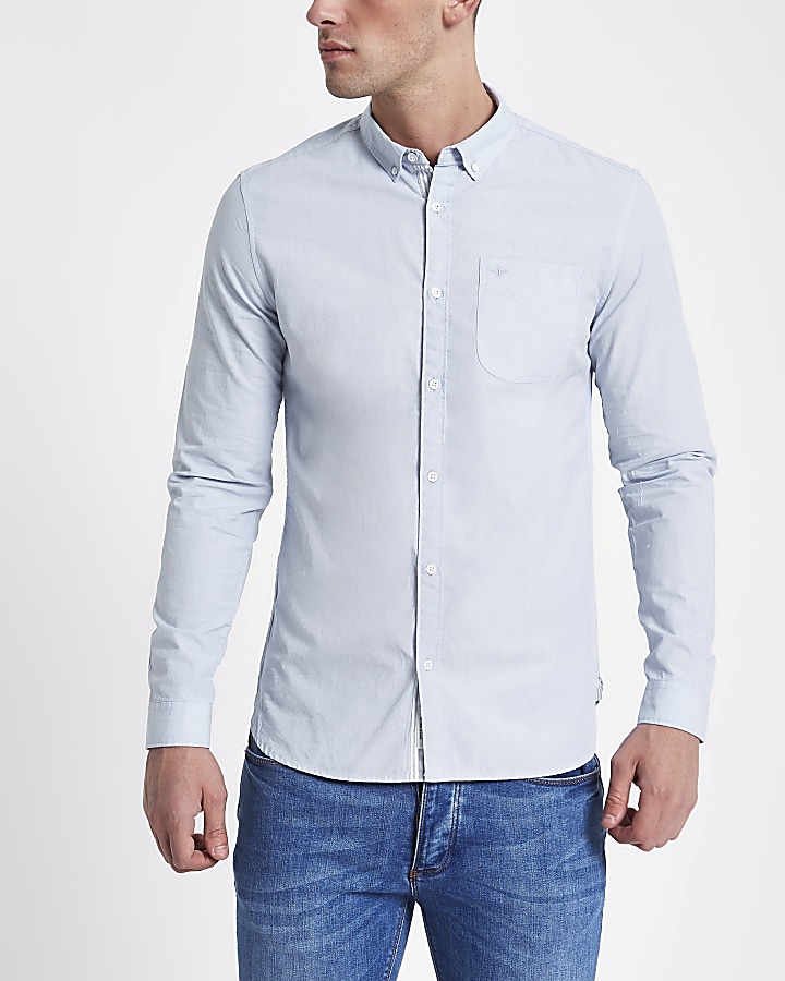 Light blue slim fit long sleeve shirt