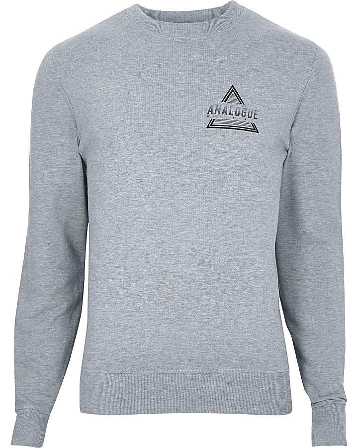 Grey marl 'analogue' print sweatshirt