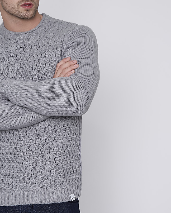 Grey Only & Sons structured knit jumper