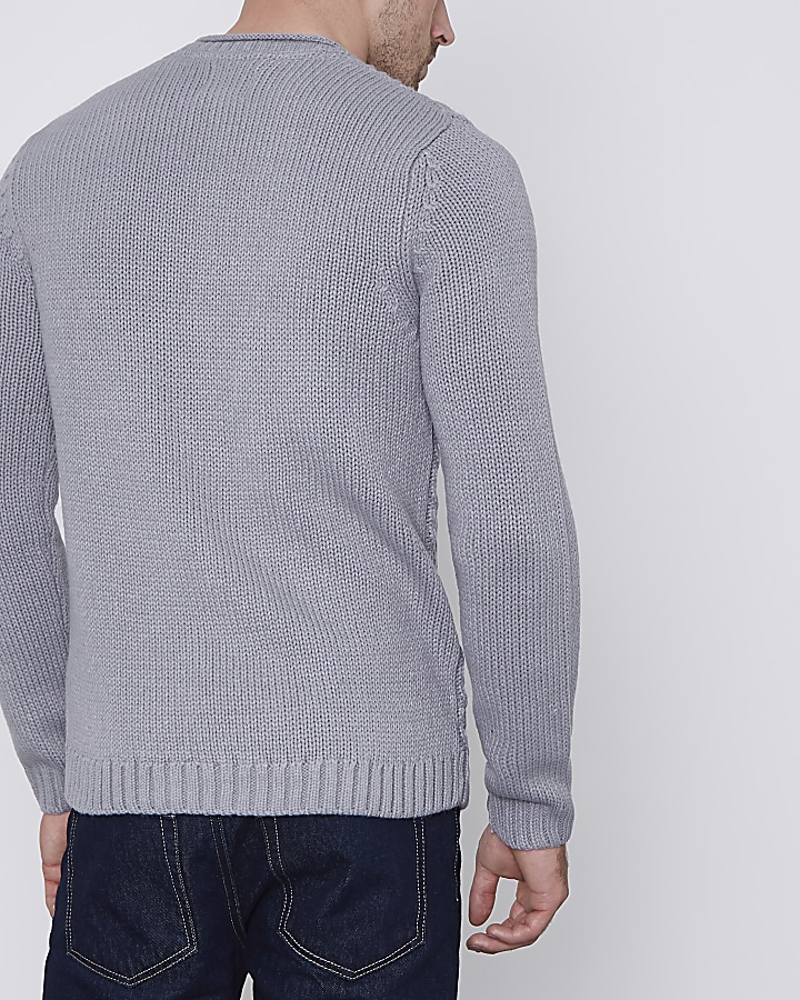 Grey Only & Sons structured knit jumper