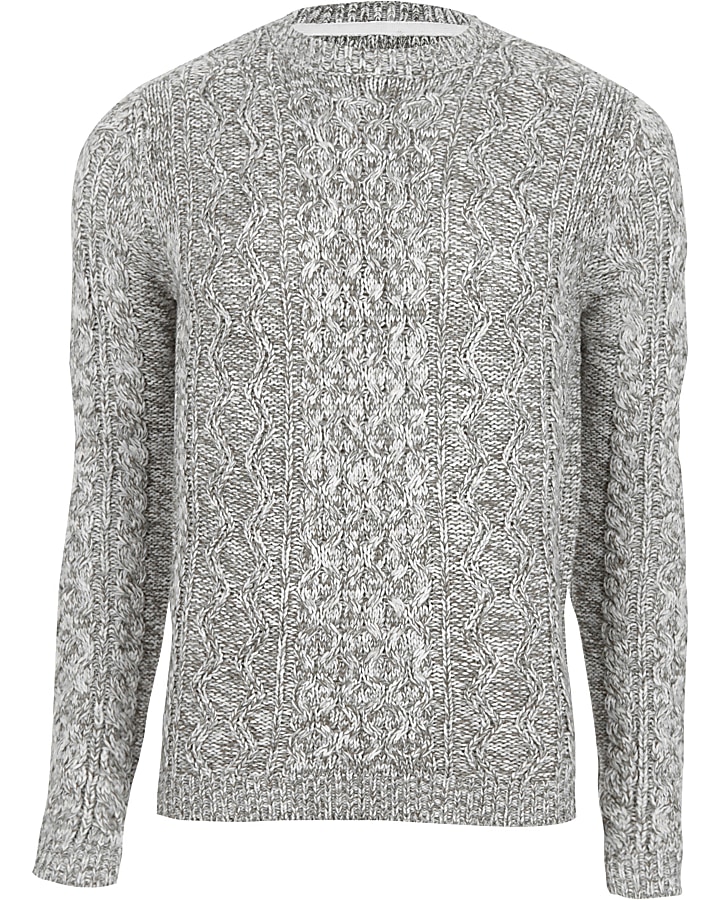 Only & Sons grey cable knit jumper