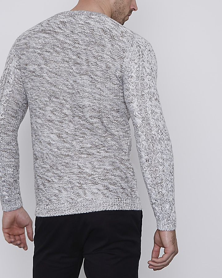 Only & Sons grey cable knit jumper