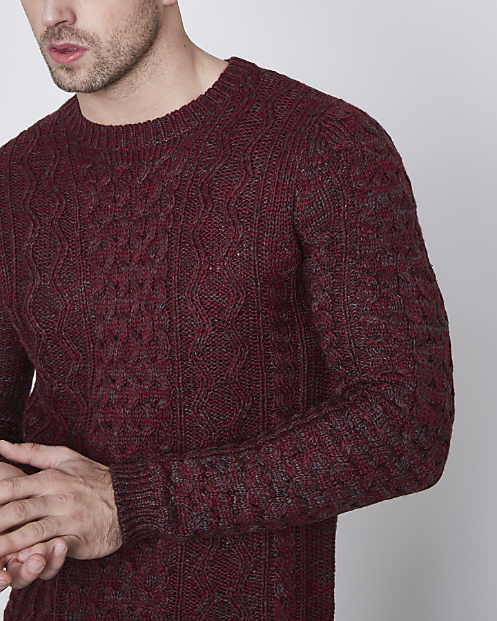 Red Only & Sons cable knit jumper
