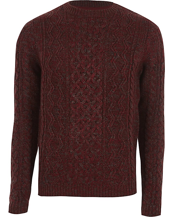 Red Only & Sons cable knit jumper