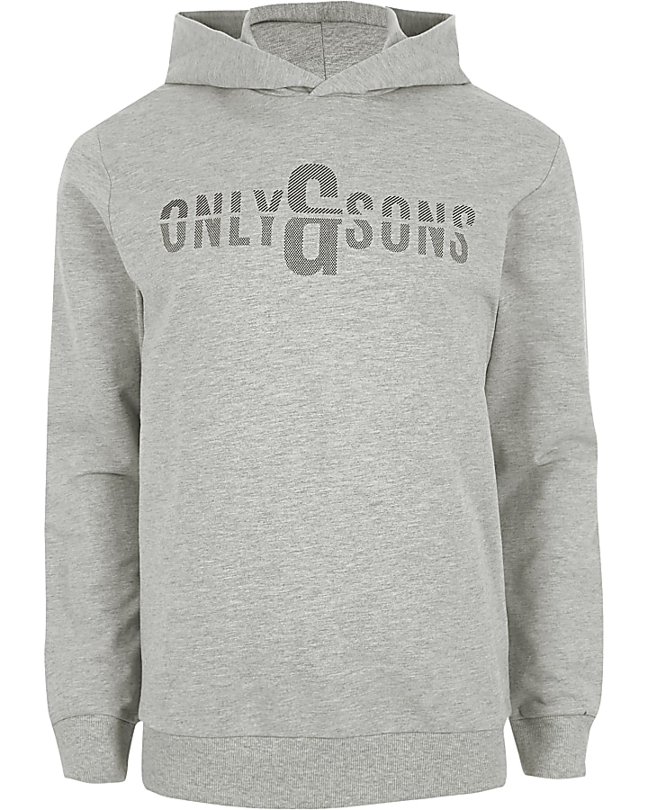 Only & Sons grey printed hoodie