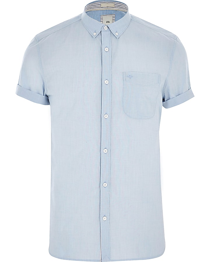 Light blue slim fit button-down shirt
