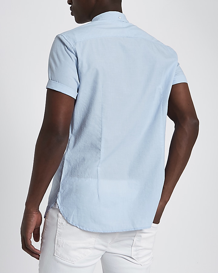 Light blue slim fit button-down shirt