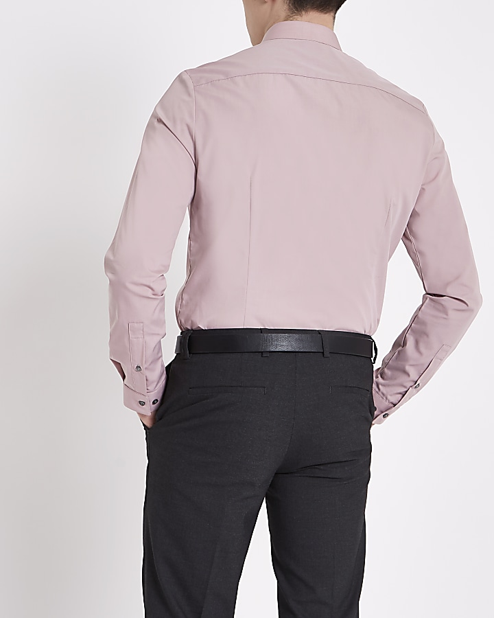 Blush pink slim fit long sleeve shirt