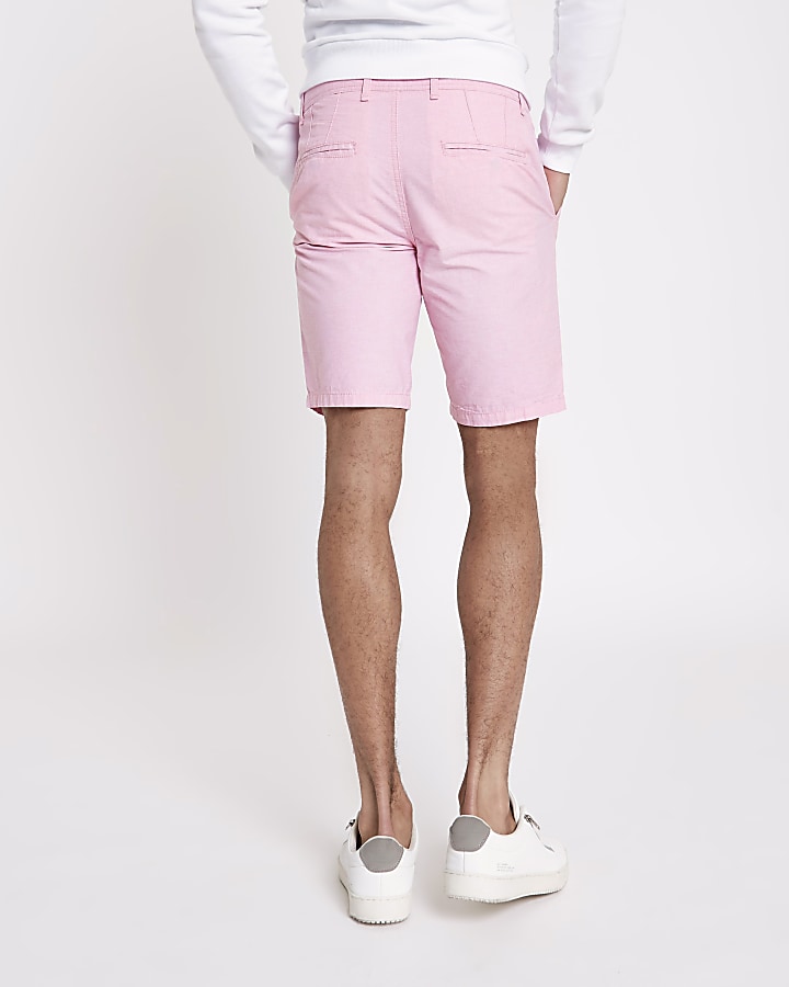 Pink slim fit Oxford chino shorts