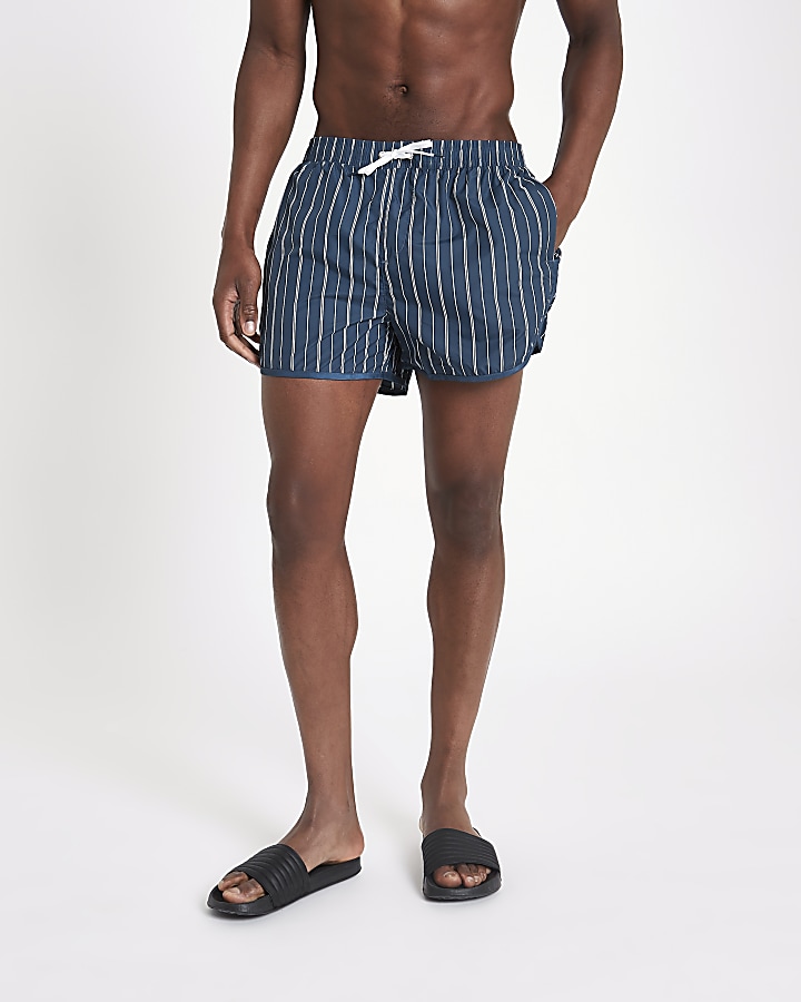 Navy stripe swim shorts