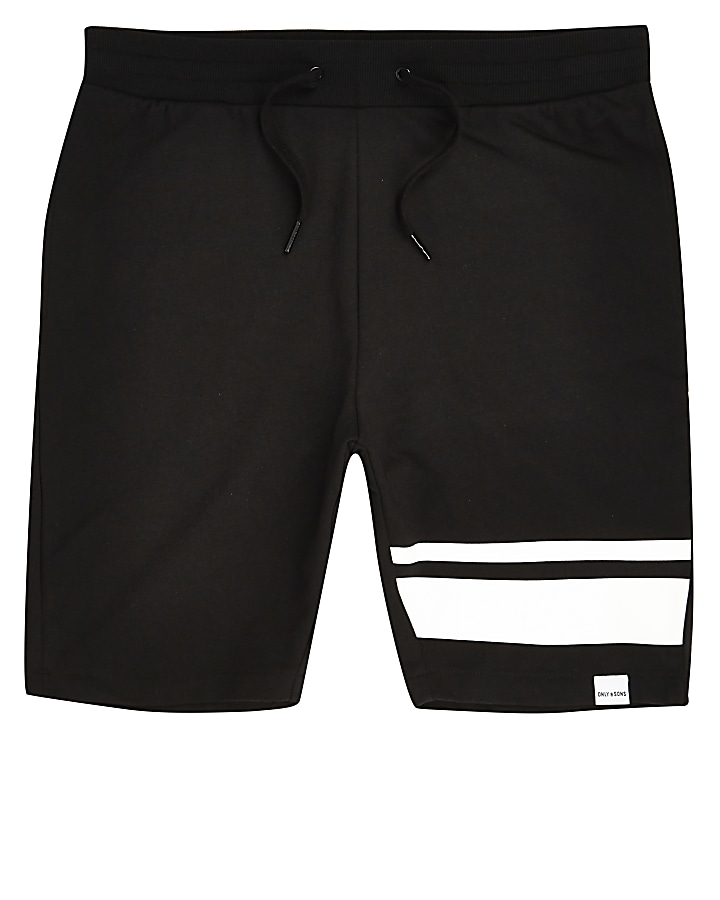 Only & Sons black stripe shorts