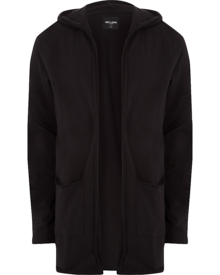 Only & Sons black hooded cardigan