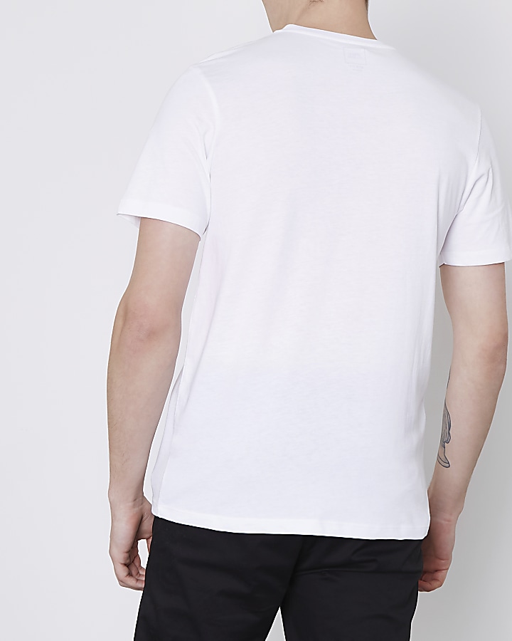 White ‘LA’ circle print slim fit T-shirt