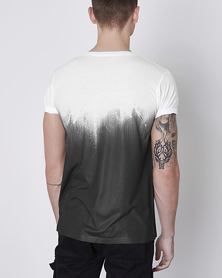 White fade print slim fit T-shirt
