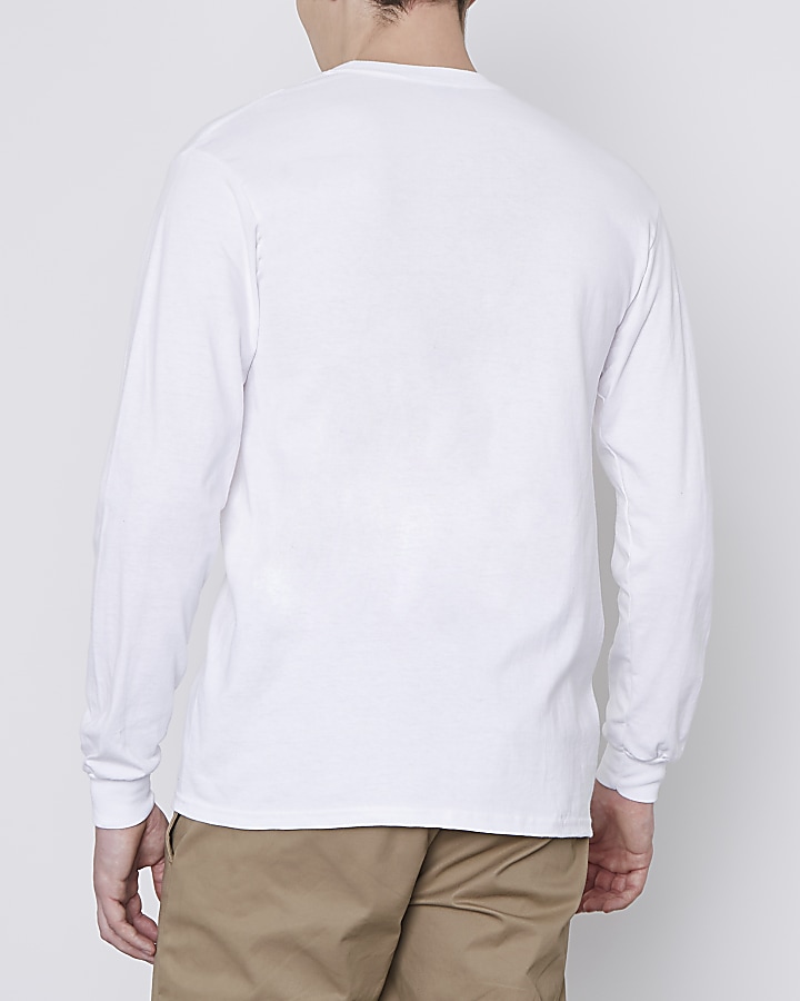 White rose print slim fit long sleeve T-shirt