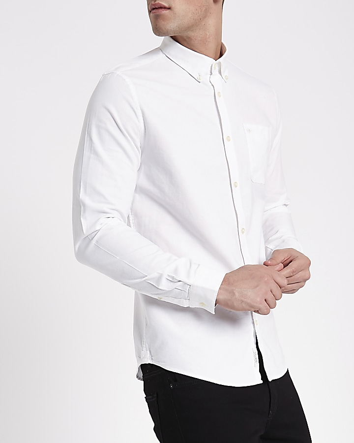White wasp embroidered pocket Oxford shirt