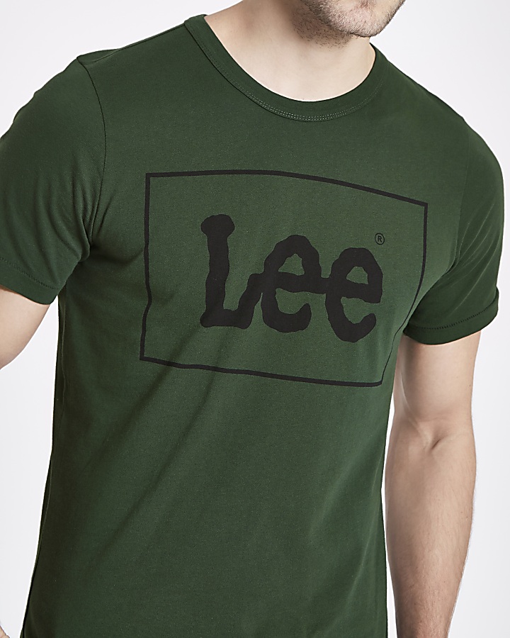 Lee dark green logo print crew neck T-shirt