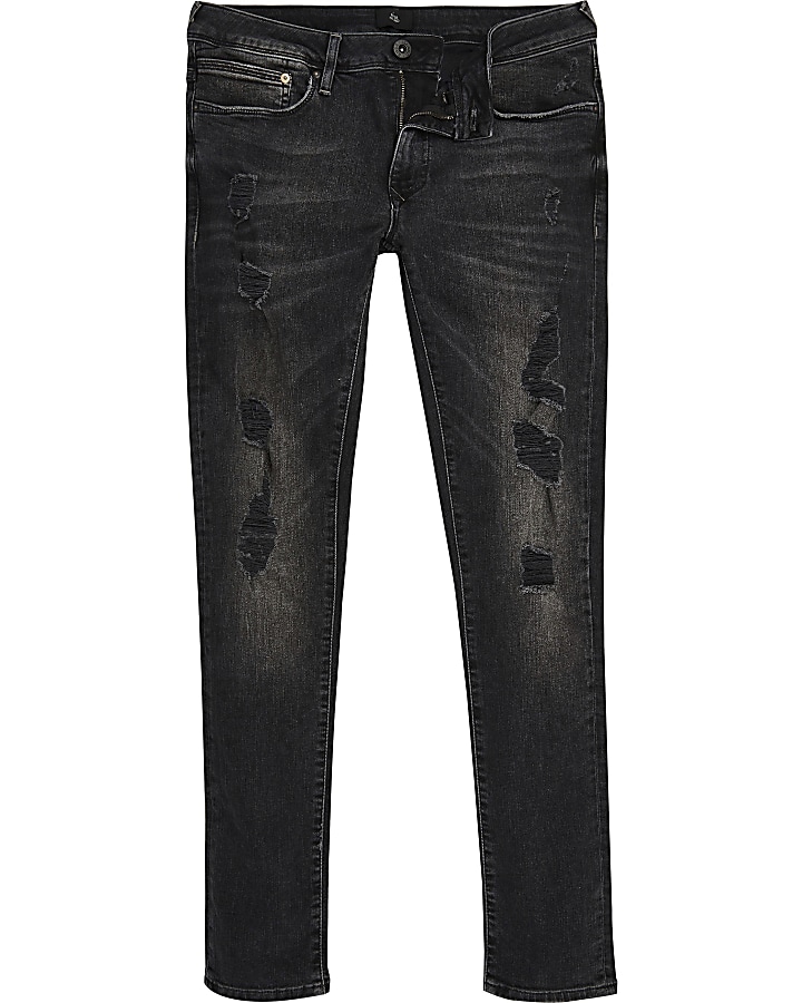 Black wash Jerry ripped super skinny jeans