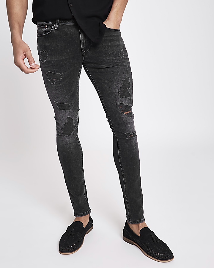 Black wash Jerry ripped super skinny jeans