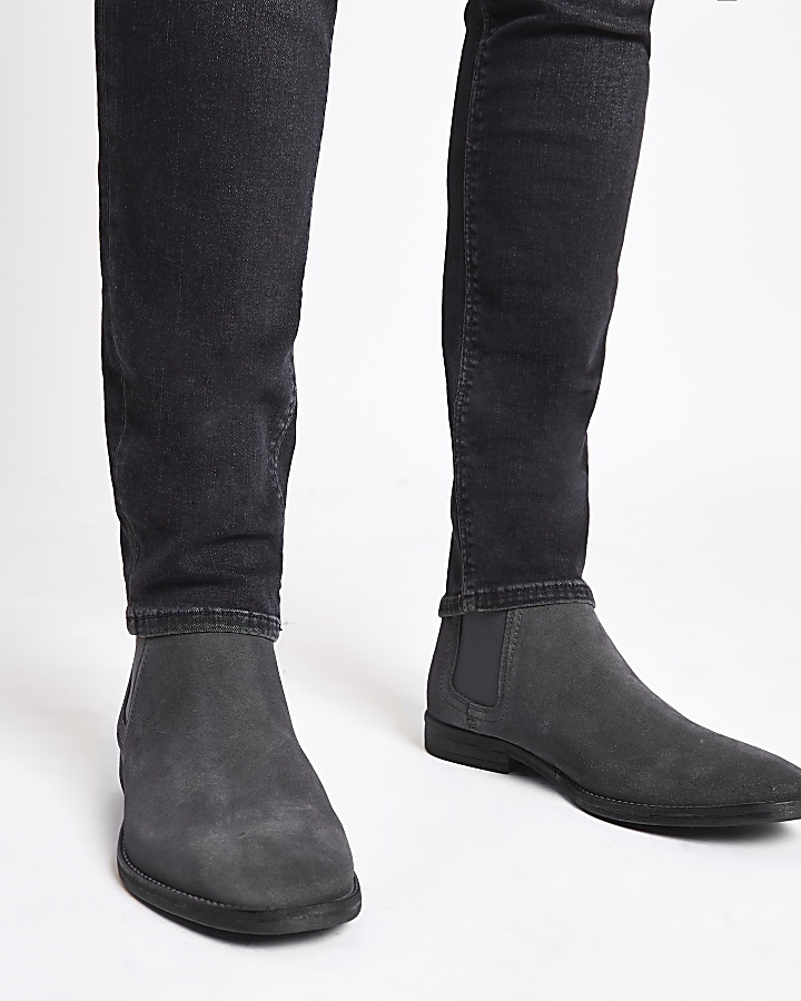 Grey suede chelsea boots