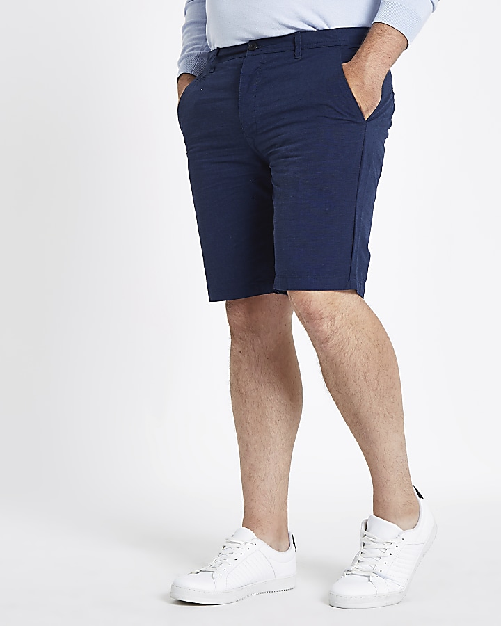 Big and Tall navy slim fit Oxford shorts